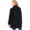 Woman Within Plus Size Fleece Swing Funnel-Neck Coat(Black Windowpane Plaid)