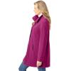 Woman Within Plus Size Fleece Swing Funnel-Neck Coat(Raspberry)