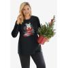 Woman Within Plus Size Holiday Graphic Tee(Red Poinsettia)