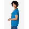 Woman Within Plus Size Marled Cuffed-Sleeve Tee(Dark Vibrant Blue Marled)