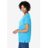 Woman Within Plus Size Marled Cuffed-Sleeve Tee(Paradise Blue Heart Placement)