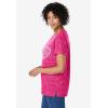 Woman Within Plus Size Marled Cuffed-Sleeve Tee(Raspberry Sorbet Heart Placement)