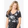 Woman Within Plus Size Mixed Print Maxi Dress(Black White Pretty Rose)