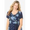 Woman Within Plus Size Mixed Print Maxi Dress(Navy Pretty Rose)
