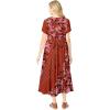 Woman Within Plus Size Mixed Print Maxi Dress(Red Ochre Pretty Rose)