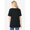Woman Within Plus Size Perfect Cuffed Elbow-Sleeve Boat-Neck Tee(Black)