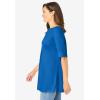 Woman Within Plus Size Perfect Cuffed Elbow-Sleeve Boat-Neck Tee(Bright Cobalt)