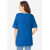 Woman Within Plus Size Perfect Cuffed Elbow-Sleeve Boat-Neck Tee(Bright Cobalt)