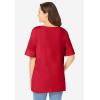 Woman Within Plus Size Perfect Cuffed Elbow-Sleeve Boat-Neck Tee(Classic Red)