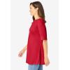 Woman Within Plus Size Perfect Cuffed Elbow-Sleeve Boat-Neck Tee(Classic Red)
