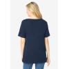 Woman Within Plus Size Perfect Cuffed Elbow-Sleeve Boat-Neck Tee(Navy)