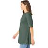 Woman Within Plus Size Perfect Cuffed Elbow-Sleeve Boat-Neck Tee(Pine)