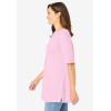 Woman Within Plus Size Perfect Cuffed Elbow-Sleeve Boat-Neck Tee(Pink)