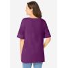 Woman Within Plus Size Perfect Cuffed Elbow-Sleeve Boat-Neck Tee(Plum Purple)