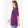 Woman Within Plus Size Perfect Cuffed Elbow-Sleeve Boat-Neck Tee(Plum Purple)
