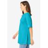 Woman Within Plus Size Perfect Cuffed Elbow-Sleeve Boat-Neck Tee(Pretty Turquoise)
