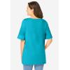 Woman Within Plus Size Perfect Cuffed Elbow-Sleeve Boat-Neck Tee(Pretty Turquoise)