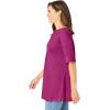 Woman Within Plus Size Perfect Cuffed Elbow-Sleeve Boat-Neck Tee(Raspberry)