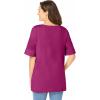 Woman Within Plus Size Perfect Cuffed Elbow-Sleeve Boat-Neck Tee(Raspberry)