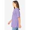 Woman Within Plus Size Perfect Cuffed Elbow-Sleeve Boat-Neck Tee(Soft Iris)