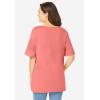 Woman Within Plus Size Perfect Cuffed Elbow-Sleeve Boat-Neck Tee(Sweet Coral)