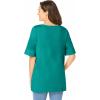 Woman Within Plus Size Perfect Cuffed Elbow-Sleeve Boat-Neck Tee(Waterfall)
