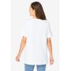 Woman Within Plus Size Perfect Cuffed Elbow-Sleeve Boat-Neck Tee(White)