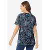 Woman Within Plus Size Perfect Printed Short-Sleeve Scoopneck Tee(Black Paisley)