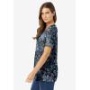 Woman Within Plus Size Perfect Printed Short-Sleeve Scoopneck Tee(Black Paisley)