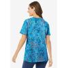 Woman Within Plus Size Perfect Printed Short-Sleeve Scoopneck Tee(Pretty Turquoise Paisley)
