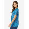 Woman Within Plus Size Perfect Printed Short-Sleeve Scoopneck Tee(Pretty Turquoise Paisley)