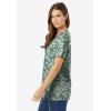 Woman Within Plus Size Perfect Printed Short-Sleeve Scoopneck Tee(Sage Blossom Vine)