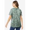 Woman Within Plus Size Perfect Printed Short-Sleeve Scoopneck Tee(Sage Blossom Vine)