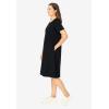 Woman Within Plus Size Perfect Short-Sleeve Crewneck Tee Dress(Black)