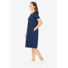Woman Within Plus Size Perfect Short-Sleeve Crewneck Tee Dress(Navy)