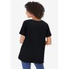 Woman Within Plus Size Perfect Short-Sleeve Keyhole Tee(Black)