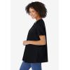 Woman Within Plus Size Perfect Short-Sleeve Keyhole Tee(Black)