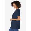 Woman Within Plus Size Perfect Short-Sleeve Keyhole Tee(Navy)