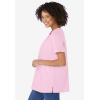 Woman Within Plus Size Perfect Short-Sleeve Keyhole Tee(Pink)