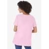 Woman Within Plus Size Perfect Short-Sleeve Keyhole Tee(Pink)