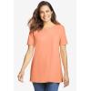 Woman Within Plus Size Perfect Short-Sleeve Keyhole Tee(Sweet Coral)