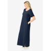 Woman Within Plus Size Perfect Short-Sleeve Scoopneck Maxi Tee Dress(Navy)