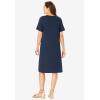 Woman Within Plus Size Perfect Short-Sleeve V-Neck Tee Dress(Navy)