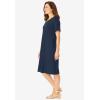 Woman Within Plus Size Perfect Short-Sleeve V-Neck Tee Dress(Navy)
