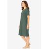 Woman Within Plus Size Perfect Short-Sleeve V-Neck Tee Dress(Pine)
