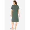 Woman Within Plus Size Perfect Short-Sleeve V-Neck Tee Dress(Pine)