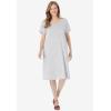 Woman Within Plus Size Perfect Short-Sleeve V-Neck Tee Dress(Royal Navy Tie Dye)