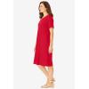 Woman Within Plus Size Perfect Short-Sleeve V-Neck Tee Dress(Vivid Red)