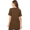 Woman Within Plus Size Perfect Short-Sleeve V-Neck Tunic(Chocolate)