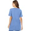 Woman Within Plus Size Perfect Short-Sleeve V-Neck Tunic(French Blue)